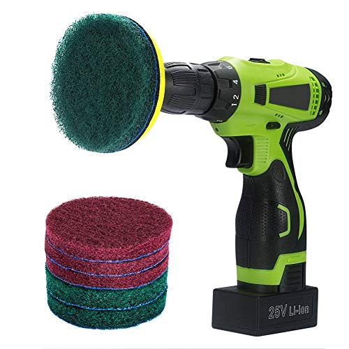 Kichwit 4 Inch Drill Power Brush Tile Scrubber Scouring Pads Cleaning Kit, Includes Attachment, Heavy Duty Household Cleaning Tool (Drill NOT Included)