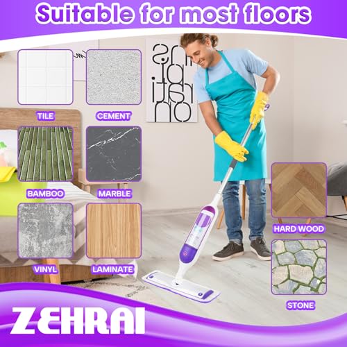 6 Pack Reusable Microfiber Mop Pads for Swiffer PowerMop, 13-16 Inch Spray Mop Replacement Refills, Machine Washable Wet Dry Pads for Hardwood Tile Multi-Surface Cleaning
