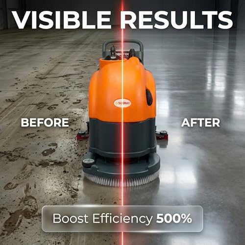SUNMAX 22" Walk-Behind Commercial Floor Scrubber Machine, Cordless Battery Powered, 13.2/14.5-Gal Dual Tanks, Up to 5 Hours Runtime, 31" Squeegee, Hard Floor Cleaner for Tile, Concrete, Epoxy & VCT