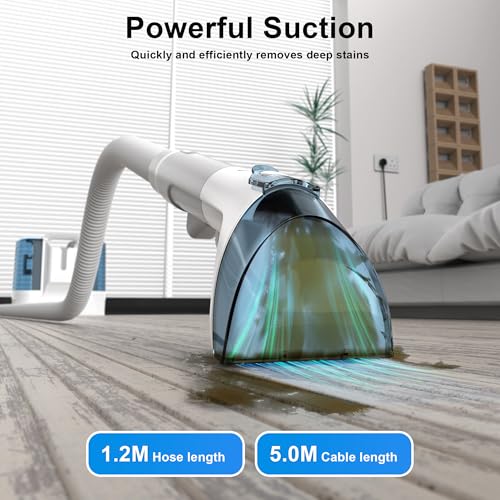 Rivenara Carpet Cleaner Machine Upholstery - 450W Shampooer Couch Cleaning Portable Vacuum Rug Sofa Car Seat Fabric Mattress Pet Spot Extractor for Furniture Water Hand Held Scrubber Small Deep Washer