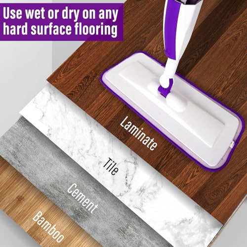 Microfiber Hardwood Floor Spray Mop with 3 Pads & Refillable Bottle