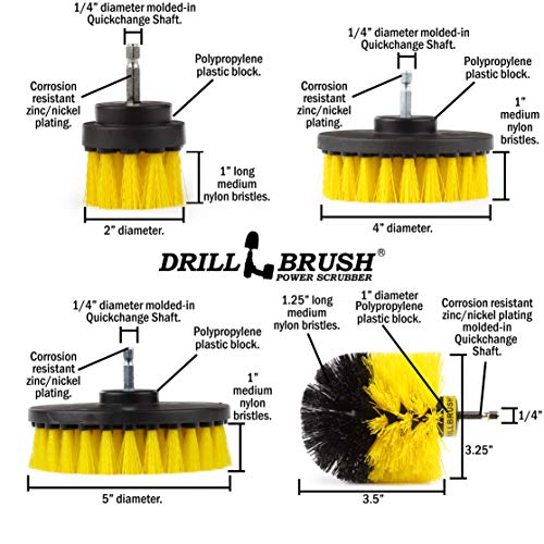 Nylon Drill Brush Attachment Set for Bathroom Cleaning - Power Scrubber Brush Kit for Bathtub, Shower, Tile, and Grout - All-Purpose Household Cleaning Brushes for Drill - Electric Grout Cleaner Kit
