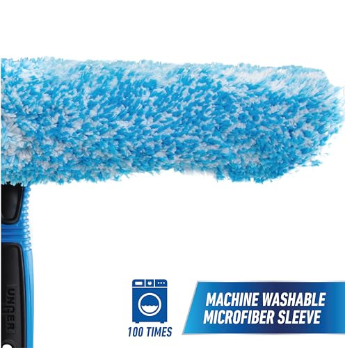 Unger Professional Connect and Clean 14" Window Scrubber Washer for Glass Cleaning, Commercial and Residential Washing, Multipurpose Tool, Gentle on Windows, Reusable Microfiber Sleeve