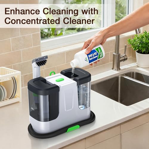Portable Carpet & Upholstery Cleaner, 18Kpa Carpet Cleaner Machine for Deep Stain Removal, Spot Cleaner for Pet Accidents, Area Rugs, Stairs, Car Upholstery & Couches, Includes Tools & Self-Cleaning