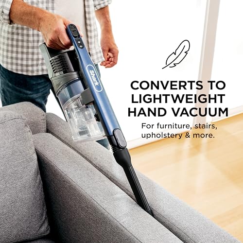 Shark Cordless Vacuum Cleaner with HEPA Filter, Lightweight, Portable, Rechargeable, Powerful Pet Hair Pickup, Removable Handheld, Crevice Tool, Dusting Brush, 50-min Runtime, Blue, IZ363HT