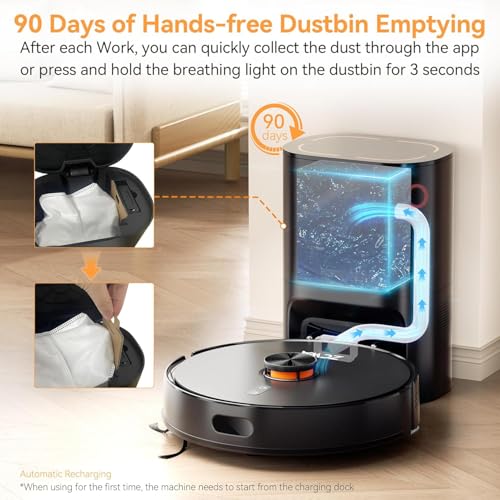 ZCWA Robot Vacuum and Mop Combo, 90 Day Self-Emptying, 10000Pa Suction, 3-in-1 Robotic Vacuum with dToF LiDAR Navigation, Anti-Tangle, 160 Min Runtime, Ideal for Hard Floor, Pet Hair & Carpet