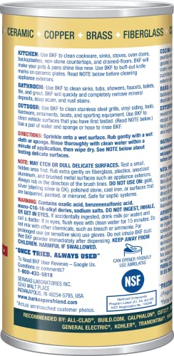 Bar Keepers Friend Powder Cleanser 12 Oz - Multipurpose Cleaner & Stain Remover - Bathroom, Kitchen & Outdoor Use - for Stainless Steel, Aluminum, Brass, Ceramic, Porcelain, Bronze and More (2 Pack)