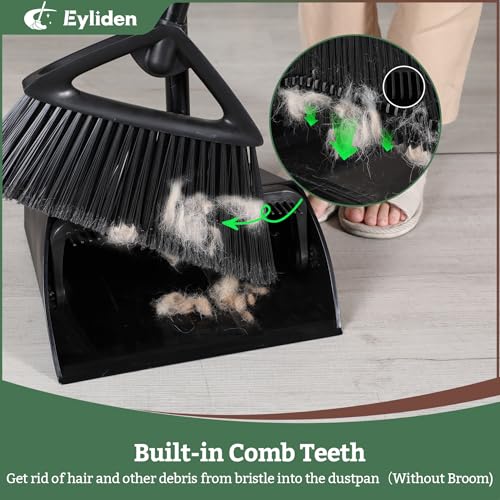 Eyliden Large Commercial Dustpan with Comb Teeth, Upright Heavy Duty Dust Pan for Restaurants Garages Courtyard Sidewalks Lobby Home Kitchen Room Office Classroom (1pc Dustpan)