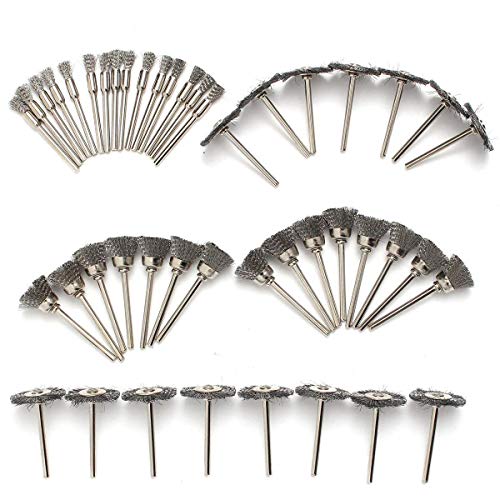 45PC Wire Brush Set for Drill, Stainless Steel Wheel Brushes Rotary Tool Accessories, Ideal for Rust Removal, Grinding, Sanding, Polishing, Fits Dremel & Most 1/8" Collet Tools