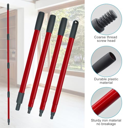 Spin Mop Replace Head, Base, Mop Handle Replacement for OCedar EasyWring 1 Tank System, Include 2 Microfiber Mop Head Replacement, 1 Sturdy Iron 30-58" Mop Handle, 1 Scrubber Head, 1 Spin Base