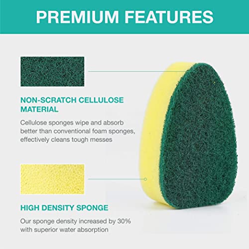 Dishwand Refills with Handle, Dish Wand Refill Replacement Sponge Head 6Pcs