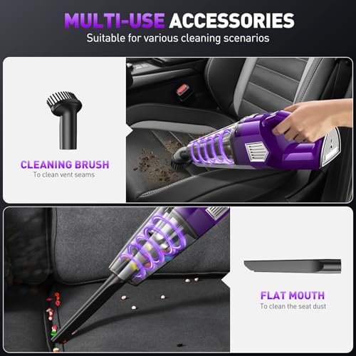 DBHAL Handheld Vacuum Cordless, 15000PA Powerful Suction Car Vacuum Cleaner Lightweight with Multi Accessories, Hand held Vacuum Cleaner Cordless Rechargeable for Car Home
