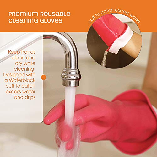Casabella Premium Waterblock Reusable Household Cleaning Gloves, Medium (Pack of 2)