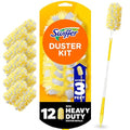 Swiffer Duster Kit with 3 ft Extendable Handle, Dusters for Cleaning, Set Includes 1 Extension Pole and 12 Heavy Duty Dusting Refills Dust Cleaner, Long Extended Wand for Ceiling Fans and Walls