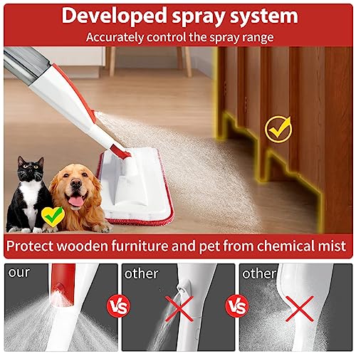 Wet Spray Mop for Floor Cleaning with 14 oz Bottle & 2 Microfiber Pads