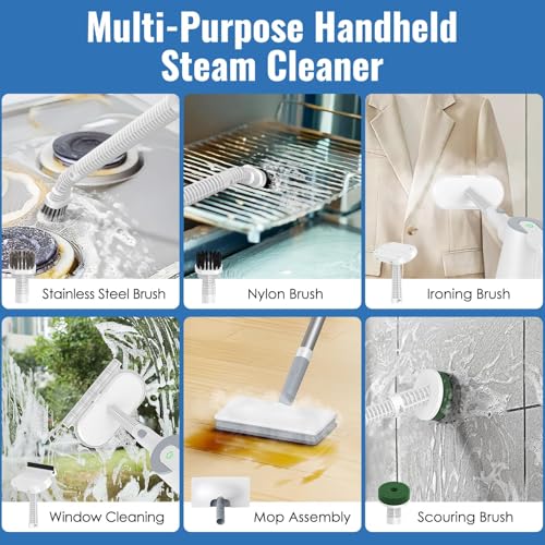 FEPPO Steam Mop & Detachable Handheld Steam Cleaner for Home and Floor Cleaning, 15s Heat-Up, 230°F Floor Steamer for Deep Cleaning with Multi-purpose Attachments Hardwood Floors, Tile,Grout,Furniture