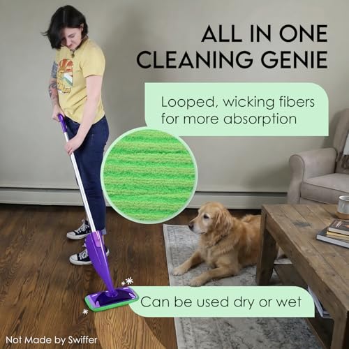 Turbo Mops Reusable Floor Mop Pads - Pack of 2, Machine Washable, 12-inch Microfiber Mop Refills - Compatible with Swiffer Wet Jet - Household Cleaning Tools