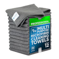 MW PRO Premium Microfiber Cleaning Cloths (12 Pack, 12x12, Grey) - Streak Free Stainless Steel & Glass Towels - Ultra Soft Cleaning Cloths for Screens, Granite & Modern Home - Washable & Reusable