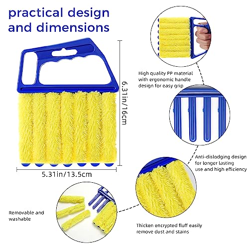 4Pcs Window Venetian Blind Cleaner Duster Tool,Washable 7 Fingers Dusting Cleaner and Air Vent Cleaner,Shutter Brush,Blinds Air Conditioner Keyboard Fan Duster Dirt Housekeeping Tool