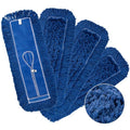 iDeaology 4 Pack - 24-Inch Washable Dust Mop Heads – Full Cloth, Extra Durable, Easy Button - No Clinging to Hair or Fur, Easy to Use Replacement for Commercial and Home Cleaning