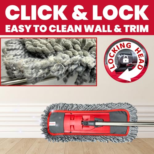 Dust Mop for Floor Cleaning with 4-in-1 Washable Pad System, Wet & Dry Multi-Purpose Mop with Built-In Scraper and Extra-Long 62'' Stainless Steel Handle for Hardwood,Vinyl,Laminate,Tile,Marble Floors