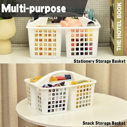 Haundry Plastic Shower Caddy Basket with 3 Compartments, Portable Divided Cleaning Supply Storage Organizer with Handle (Grey)