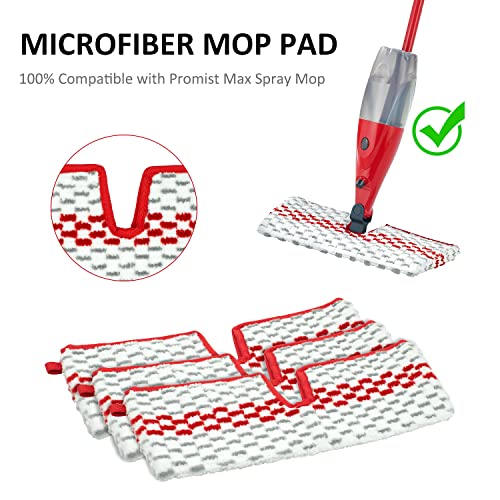 Microfiber Spray Mop Pads Compatible with Ocedar ProMist MAX Spray Mop, Reusable Mops Refill for Oceda Promist Dust Mop, Dual-Action Washable Flip Mops Pads Replacement for Dry and Wet Floor Cleaning