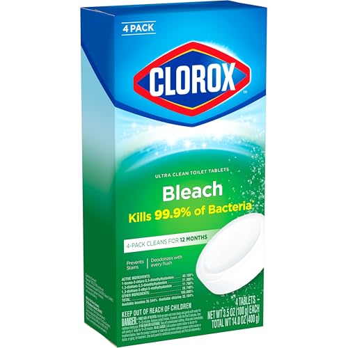 Clorox Ultra Clean Toilet Tablets Bleach 4 Count, 3.5 Ounces Each (Package May Vary)
