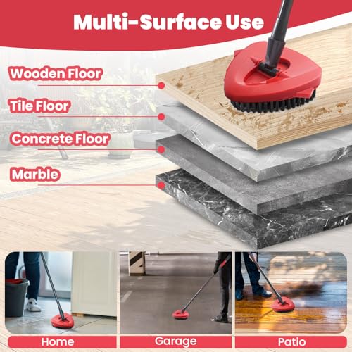 Spin Mop Replacement Mop Compatible with O Cedar 1 Tank System, 2 Microfiber Mop Heads Replacements, 58" Mop Replace Handle, 1 Scrub Brush Attachment and 1 Mop Base for Ocedar EasyWring Spin Mop