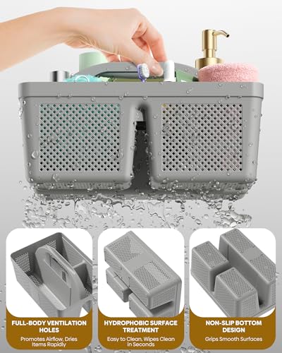 MLIKLU 4 Pack Portable Shower Caddy, Integrated Handle, Reinforced Plastic, Organizer Storage Bathroom Supplies and Beauty Products, Cleaning Supplies, Shower Basket for Home, Dorm, Shelf and Cabinet