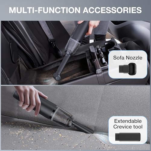 LYFUHUI Car Handheld Vacuum Cordless 13000 PA Suction Power, Portable Mini Vacuum Cleaner for Car Home Office and Pet Hair, Black