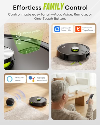 MONSGA Robot Vacuum and Mop Combo, 90 Days Self-Emptying with 8000Pa Suction, LiDAR Smart Mapping, Dual Anti-Tangle for Pet Hair, Carpet and Hard Floor