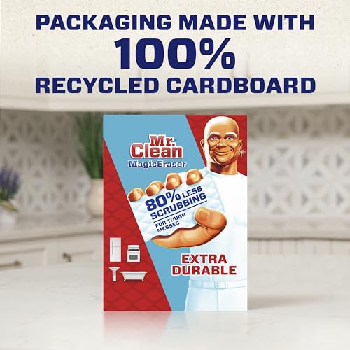 Mr. Clean Magic Eraser Sponge, All Purpose Cleaner, Cleaning Scrubber, Wall, Sneaker, Kitchen, Bathroom, Shower Cleaner, Cleaning Supplies, Melamine Sponge, Cleaning Pads, Extra Durable, 10ct