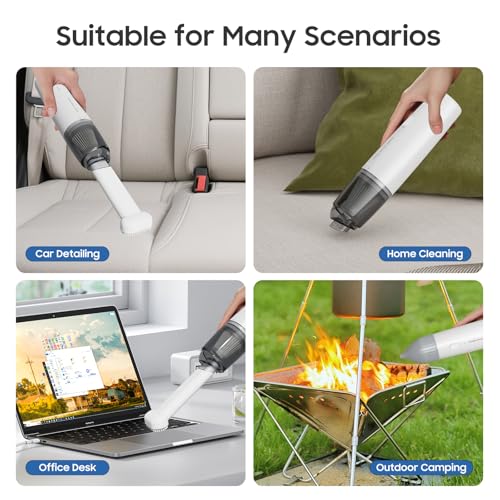 A9life Handheld Vacuum Cordless, Car Vacuum Portable with 2 Suction Modes, Blow & Suction 2-in-1, Mini Vacuum Cleaner Rechargeable for Car, Home, Pet Hair, Office, Desk, Keyboards (White)