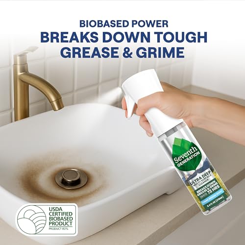 Seventh Generation Ultra Deep Probiotic Multi Surface Cleaner, 9.4 Fl Oz, Fresh Breeze, 80% USDA Biobased All Purpose Cleaning Spray, Breaks Down Tough Grease & Grime, Safe for Kids & Pets
