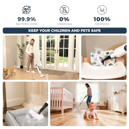 GOATCLEAN® 11-in-1 Steam Mop, 212°F Powerful Handheld Steam Cleaner for Home, Multi-Purpose Floor Steamer for Hardwood Floors, Tile, Carpet & Wall, Chemical-Free Cleaning with 22.9FT Cord