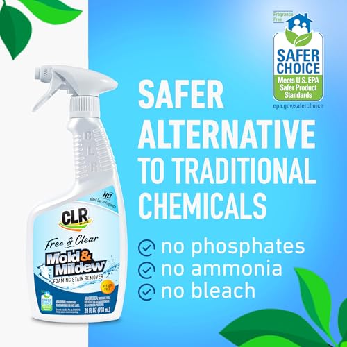 CLR Brands® Mold & Mildew Bleach-Free Free & Clear Stain Remover, No Dyes or Fragrances, 26 Oz Bottle (Pack of 1)