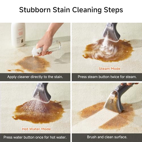 uwant Portable Carpet Cleaner with Steam& Heating System 18Kpa Powerful Suction Carpet Cleaner with 4 Cleaning Tools& Solution 2 in 1 Upholstery Cleaner Steam Cleaner for Pets, Car (Old version)