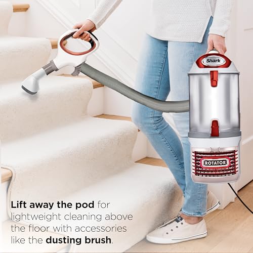 Shark Upright Vacuum Cleaner | Rotator Lift-Away | Pet Hair, Carpet & Hard Floor Cleaning | Dusting Brush, Upholstery & Crevice Tools | HEPA Filter | Swivel Steering | Headlights | White/Red | NV501