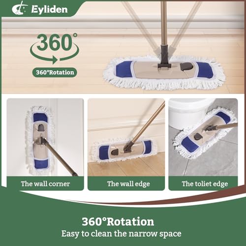 Eyliden Dust Mop, 2 Microfiber Pads, Home Commercial Cleaning, Quick Swap