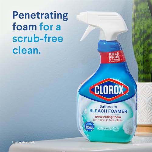 Clorox Disinfecting Bathroom Foamer with Bleach Original, 30 Ounce Spray Bottle (Package May Vary)