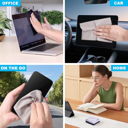 SmoTecQ 6 Pack Premium Microfiber Glasses Cleaning Cloths - Ultra Soft & Scratch Free for Eyeglasses, Sunglasses, Camera Lenses, Tablets & Screens - Washable & Reusable
