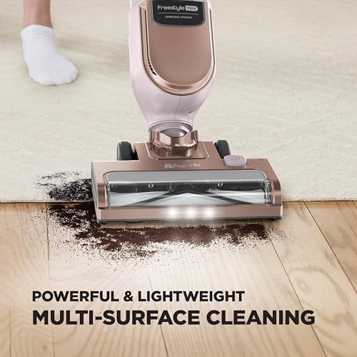 Shark Freestyle Max Cordless Upright Vacuum, Multi-Surface Cleaning, Lightweight, Easy Maintenace, with Large Dust Cup and 2-Speed Brushroll, LED Headlights, Rose Gold, SV2002HRG