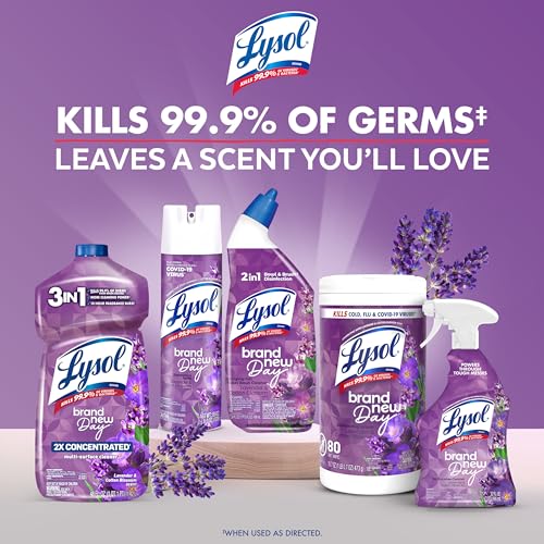 Lysol Disinfectant Spray, Household Cleaning Supplies, Disinfecting Multi-Purpose Room Spray, Antibacterial Sanitizer, Deodorizer, Kills Hantavirus, Lavender & Cotton Blossom, 19 Fl Oz (Pack of 2)