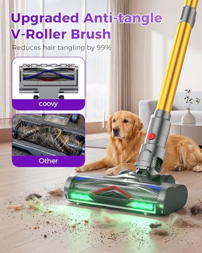 Coovy SU7 Ultra Cordless Vacuum Cleaner, 55KPa/650W 80Mins Runtime Powerful Suction Stick Vaccum for Whole-House Cleaning, Self-Standing Anti-Tangle Vac for Hard Floors Carpet Pet Hair, Ultra Version