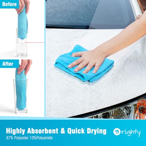 Orighty Microfiber Cleaning Cloth Pack of 12, Microfiber Towels for Cars, Highly Absorbent Car Cleaning Supplies, Lint Free Cloths Clean Rags for Car Care, House, Kitchen, 12x11 inch