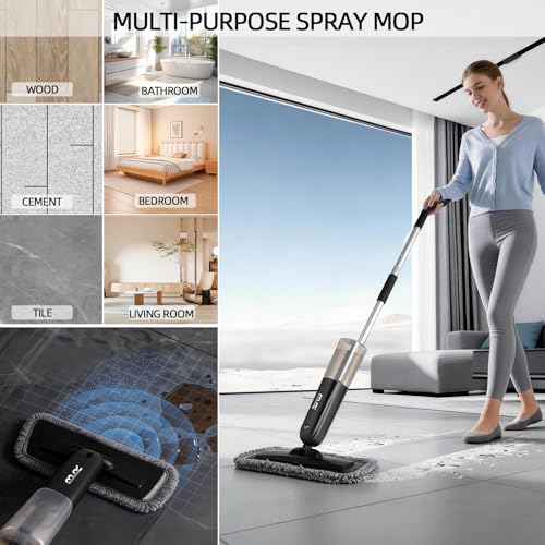 Electric Spray Mop Floor Cleaner with 2 Mopping Pads 720ml Bottle & Scraper 360° Swivel Head Lightweight Cordless Wet Dry Cleaner for Hardwood Floor Cleaning Laminate Tile Wood Vinyl & All Hard Floors