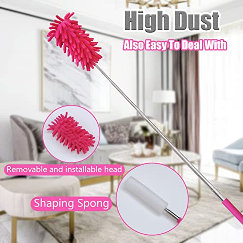 4 pcs Extendable and Washable Microfibre Feather Duster,13" to 30" Reachable, Microfibre Cleaning Tool, Small Dusters for Cleaning Office, Car, Computer, Furniture, Sofa