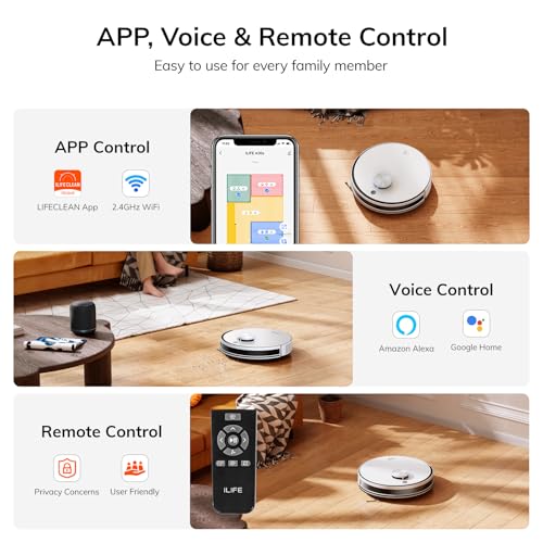 ILIFE A30s Robot Vacuum, 10000Pa Max Suction Robotic Vacuum Cleaner with LiDAR Navigation, Home Mapping, No-Go Zone, 150 Mins, 2.4G WiFi/App/Alexa/Remote Control, for Hard Floor Carpet and Pet Hair
