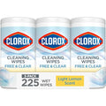 Clorox Free & Clear Cleaning Wipes, Light Lemon Scent, 75 Count, Pack of 3 (Pack May Vary)